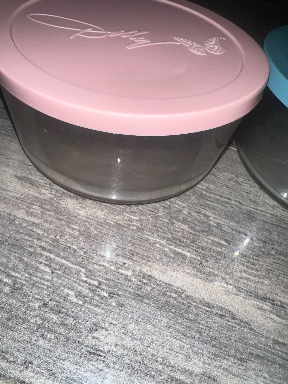Dolly Parton -  Pastel Pink and Blue Round Glass Storage Containers - Picture 2 of 2